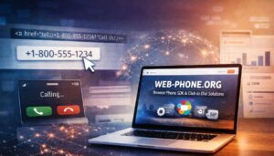 Click-to-call button embedded in a CRM interface for browser-based VoIP calling in 2026